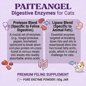 Polvo de Enzimas Digestivas Felinas Optimizado para la Digestión de Proteínas y Grasas en Dietas a Base de Carne, Frasco de 60g, PAITEANGEL - Product Image 3
