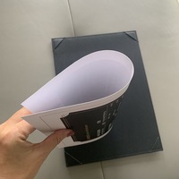 Menu personnalisé en cuir PU noir, 1 page, dossier de menu haut de gamme pour restaurant avec logo