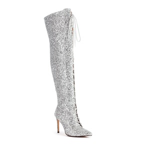 Bottes hautes à paillettes extra larges, talons aiguilles, nouvelles arrivées printemps - Product Image 5