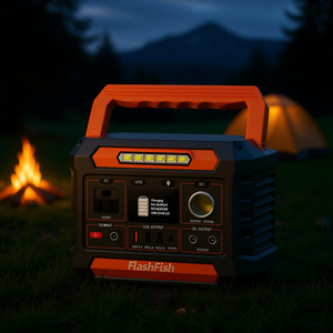 Station d'alimentation portable FlashFish 300W 230,88Wh, générateur solaire avec lumière LED, prise AC, sortie DC pour le camping et les activités de plein air - Product Image 2