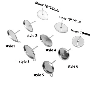 100 pièces/sac en acier inoxydable blanc boucle <span class=keywords><strong>d</strong></span>'oreille goujon Base plateau gemme <span class=keywords><strong>support</strong></span> inférieur boucle <span class=keywords><strong>d</strong></span>'oreille poste Fit 10*14/10mm bricolage <span class=keywords><strong>Cabochon</strong></span> lunette réglage - Product Image 2