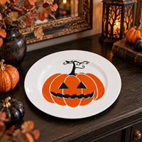 Assiettes de présentation en plastique texturées Citrouille d'Halloween 13 pouces, imprimées UV, modernes, élégantes, brillantes, vente en gros pour table de fête d'automne
