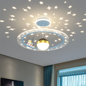 40W 3CCT Protection des yeux Plafonnier de la <span class=keywords><strong>chambre</strong></span> des enfants Creative Boy Girl Space Astronaut LED Chandelier Starry Plafonnier - Product Image 1