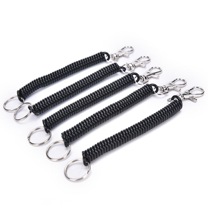 1 pièce Porte-clés extensible en spirale à ressort en plastique noir pour hommes et femmes Porte-clés Cadeaux - Product Image 2