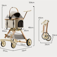Poussette pour animaux de compagnie en tissu Oxford réglable et portable, en alliage d'aluminium léger, pliable à un bouton, détachable, pour chiens et chats - Vente en gros usine