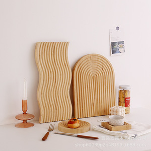Wooden <b>Trays</b> Bamboo Ripple Design Irregular Shape Serving <b>Tray</b> For Coffee <b>Tea</b> Hotel Use - Product Image 2