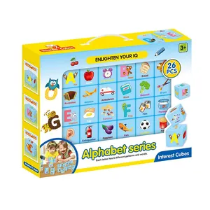 Quebra-cabeça educacional de cubo, 26 peças, bloco, alfabeto intelectual, aprendizado, quebra-cabeça 3d de plástico para crianças