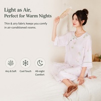 Nouvel ensemble de pyjama en coton et bambou pour femme, style chinois, avec patte de boutonnage latérale, manches 3/4, fin, 2 pièces, pour l'été et le printemps