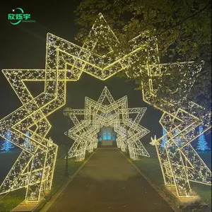 Açık tema fener festivali büyük noel aydınlatma 3 birlikte beş köşeli yıldız kemer ışık