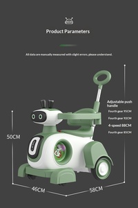 Mini moto <span class=keywords><strong>3</strong></span> en 1, voiture à pédales 6V pour enfants de 1 à 4 ans, voiture à pédales électrique à 4 roues avec télécommande et poignée de poussée - Product Image 2