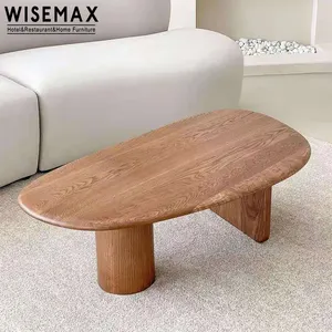 WISEMAX FURNITURE和風モダンリビングルーム家具ソファコーヒーテーブル無垢材楕円形サイドテーブルバルコニー用