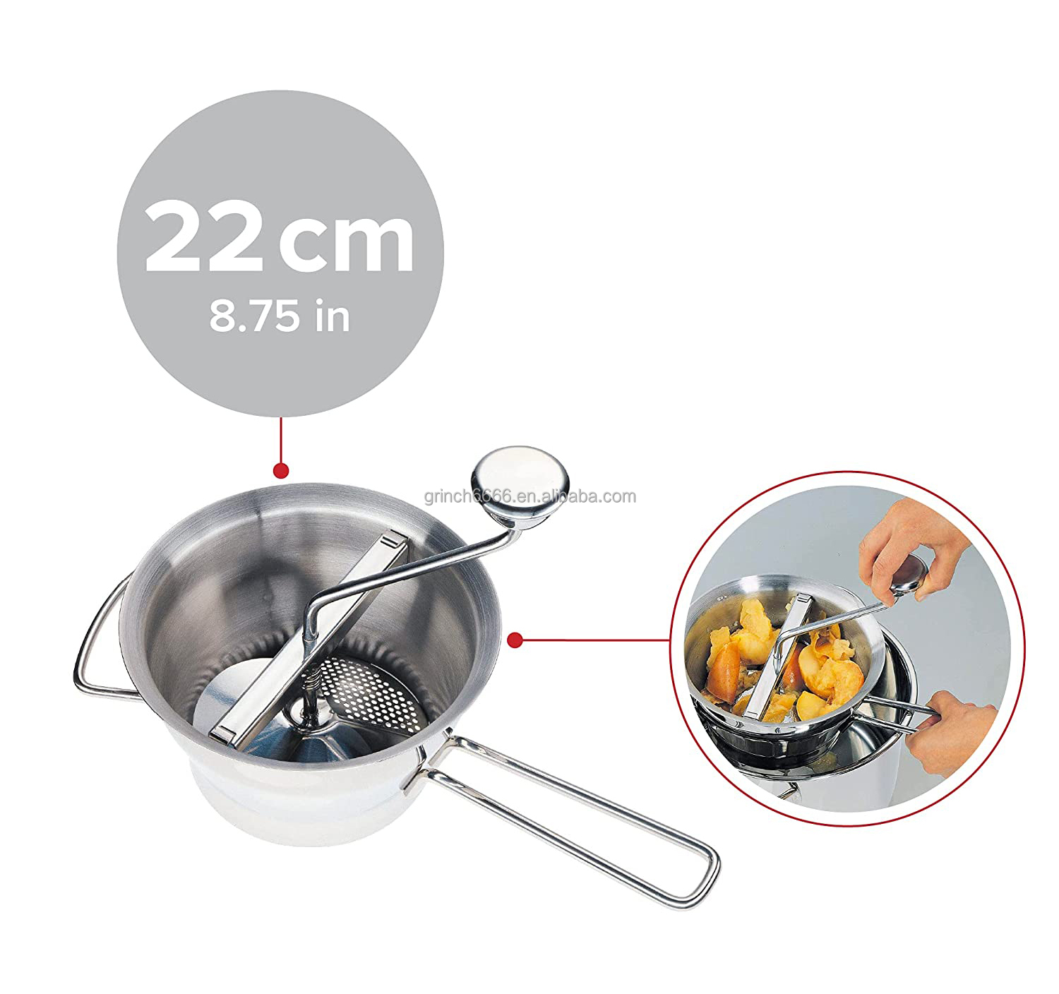 Passe-purée Manuel En Inox 24 Cm Avec 3 Disques - Pour Pommes De Terre, Légumes Et Purées Bébé - 2