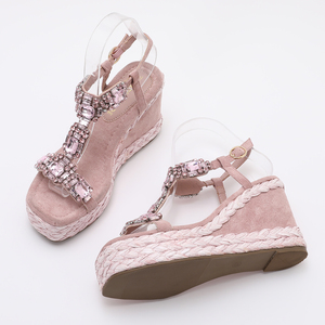 Sandalias de Plataforma <span class=keywords><strong>con</strong></span> Tacón Alto y Hebilla de Boca de Pescado, Estilo Coreano, Ligeras, Novedad de Primavera Verano, Talla Grande, <span class=keywords><strong>con</strong></span> Pedrería - Product Image 3