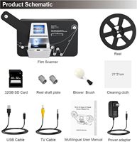 Convertidor Digital de Películas Super 8, Escáner Digitalizador con Sensor CMOS, Interfaz USB, Pantalla de 2.4 Pulgadas, Convierte Bobinas de 3-9 Pulgadas, Archivos MP4 de 1080P, 32 GB