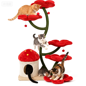 Graue Luxus moderne Katze Baum Turm Holz Blume Katze Baum Blume Katze Klettert urm Schaber Weihnachten für Katzen - Product Image 6