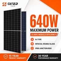 Panneaux solaires monocristallins Ginza 640W, type N, bifaciaux, double vitrage, module PV, efficacité 24,1 %, système solaire au sol