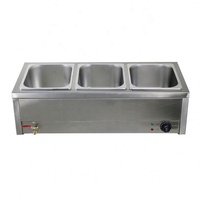 Chauffe-Plats Électrique en Acier Inoxydable Lingduo CCT3 Bain-Marie Commercial pour Buffet, Restaurant et Traiteur, 3 Bacs de 6L, Manuel