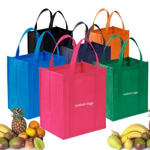 Bolsas de tela no tejida plegables a rayas con logotipo personalizable, asas de cuerda, cierre de hombro - Bolsas de compras para supermercado, publicitarias - Product Image 2