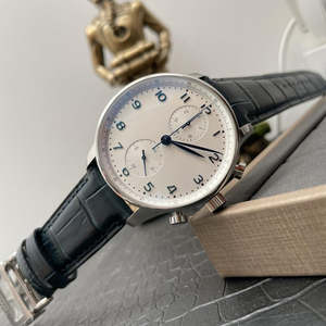 2025 Hot-Selling High-End Luxury Men's <b>Mechanical</b> <b>Watch</b> with Chronograph Function and Blue Hands Leather Strap - Product Image 2