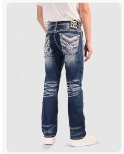 IN Stock Men’s Sanding Heavy Stitch Straight Leg Washed <b>Embroidered</b> Denim <b>Jeans</b> Mid Waist fashion <b>jeans</b> for men - Product Image 3
