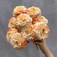 9 Bunga Peony Buatan dari Sutra untuk Dekorasi Pernikahan, Rangkaian Bunga Dinding, Dekorasi Ruang Tamu, Bunga Palsu Gaya Ins Tersedia