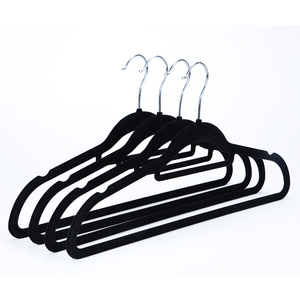 Cintre en velours noir bon marché direct d'usine conception de flocage antidérapante pour vêtements garde-robe hôtels boutiques garages - Product Image 2