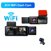 Caméra embarquée 3 canaux 3,18 pouces 4K avant + 1K intérieur + 1K arrière avec WiFi, application, GPS, ADAS, surveillance de stationnement 24h/24 et enregistrement en boucle
