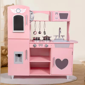 EDULAND Ensemble de jouets alimentaires <span class=keywords><strong>en</strong></span> <span class=keywords><strong>bois</strong></span> multifonctionnels rose Love Kitchen avec réfrigérateur Simulation de jeu à domicile pour garçons et filles de 2 à 4 ans - Product Image 3