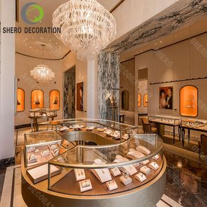 Vitrina de Exhibición de Joyería de Acero Inoxidable y Vidrio, Diseño de Lujo Personalizado y Duradero para Decoración de Tiendas de Joyería - Product Image 1