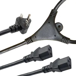 Силовой кабель NEMA 6-15P, США, американский стандарт, разъем на 2 штекера C13, 15 А, 250 В, ПВХ 3*14AWG