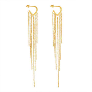 Fashion Wholesale Fine 14k 18k <b>Gold</b> Plated 316L Stainless Steel Tassel Drop <b>Dangle</b> <b>Gold</b> <b>Earrings</b> for Women - Product Image 6