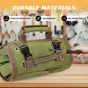 גליל את כלי תיק קומפקטי כלי עמיד מארגן עם 4 pouches כלי גליל ו 2 שקיות קטנות של רוכסן, אחסון כלי חובה כבד - Product Image 3
