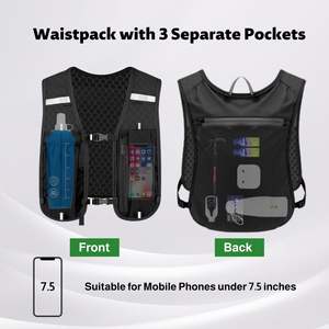 Sac à dos d'hydratation sportif léger en nylon avec logo personnalisé pour la randonnée, le cyclisme et la course à pied, porte-bouteille et support téléphone, coloré et personnalisable - Product Image 3