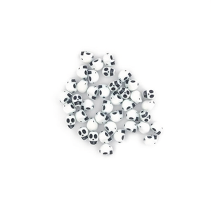 ILAN Abalorios Design a forma di teschio 8x10mm Bianco Nero Circa 17g - Product Image 2