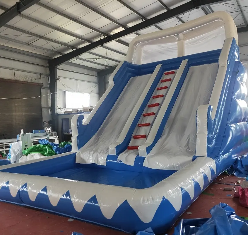 Double lane commercial inflatable water slides with pool from China suppliers for sales