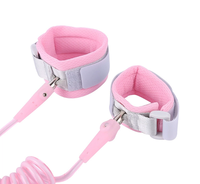 Bracelets de sécurité pour enfants à serrure à clé transparente rose de taille personnalisée avec bandes réfléchissantes Laisse de poignet anti-perte à noyau en acier