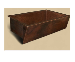 Fregadero de Cocina Premium de Cobre Sólido Estilo Rústico con Delantal Frontal, Hecho a Mano con Superficie Martillada, Tazón Profundo, Diseño Vintage - Product Image 1