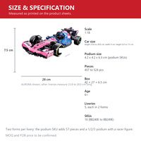 Voiture de course à blocs de construction FORMULA, échelle 1:18, 5 couleurs, 10 styles, 457-524 pièces, kit de modèle DIY avec podium, cadeau pour enfants de 6 ans et plus