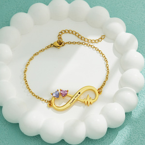 Collar de Acero Inoxidable Personalizado con Diseño de Latido de Corazón Infinito, Regalo de Joyería para Niñas, Familiares y Parejas - Product Image 5