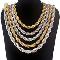 Collier chaîne torsadée épaisse SF Fashion Jewelry 8 mm 10 mm en acier inoxydable plaqué or 18 carats