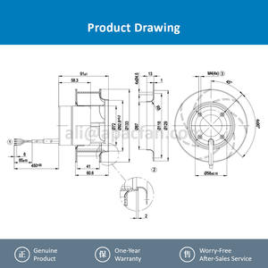 Ventilateur centrifuge de refroidissement autonome pour HVAC, moteur EC à onduleur, 133 mm, 48 V CC, 28 W, 0,7 A, 3900 tr/min, IP44, pour R1G133-AA65-36 - Product Image 4