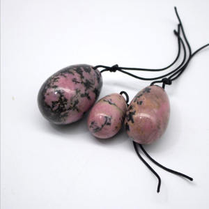 Top Popular Natural Rhodonite Jade Egg Gemstone Kegel Ball Masajeador facial para resiliencia emocional Bienestar Aplicación corporal - Product Image 5