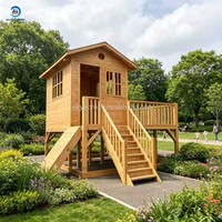 Cabane de jeu en bois Skyacross pour enfants, avec toboggan et grande structure d'escalade, pour l'extérieur, modèle maison d'arbre, export