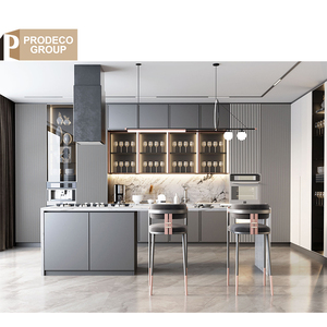 Prodeco penjualan terlaris 2025 disesuaikan Modern penyimpanan furnitur tinggi Gloss pernis kabinet dapur dengan peralatan untuk rumah tangga