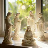 Estatuas DE LA Virgen María de resina blanca con centro de mesa de pose de loto, colección de figuritas religiosas de la Madre María para la decoración del altar del hogar