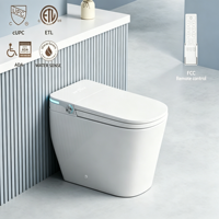 Toilettes modernes à chasse d'eau par siphon avec certification CUPC et homologation ETL, WC intelligent en céramique avec siège automatique