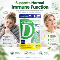 Comprimés de Vitamine D3 (Cholecalciférol) OEM pour la Fonction Immunitaire Normale, Nutrition Osseuse, Complément Alimentaire, Marque Privée, Vente en Gros