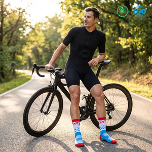 Chaussettes de cyclisme personnalisées avec logo OEM, respirantes, légères, pour vélo de route, Medias Ciclismo, chaussettes de vélo de performance, nylon coloré - Product Image 3