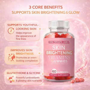 OEM Label pribadi Vegan Glutathione & kolagen kulit Glow Gummies dengan <span class=keywords><strong>multivitamin</strong></span>, rasa stroberi alami - Product Image 3