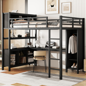 OEM & ODM Support Lit mezzanine complet avec <span class=keywords><strong>armoire</strong></span> de bureau pour adultes Blanc Économiseur d'espace Lits mezzanine Bureau à domicile Utilisation scolaire - Product Image 5